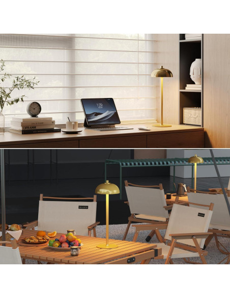 Lámpara de Mesa Inalámbrica JONEMO Oro Cepillado 5000mAh