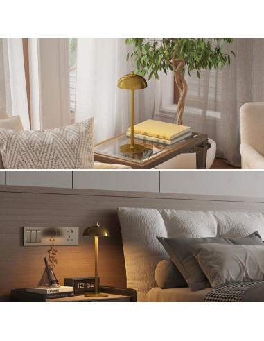 Lámpara de Mesa Inalámbrica JONEMO Oro Cepillado 5000mAh