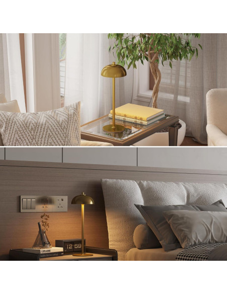 Lámpara de Mesa Inalámbrica JONEMO Oro Cepillado 5000mAh