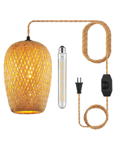 Lámpara Colgante de Bambú Hecha a Mano YIIZON 26.9cm Dimmable