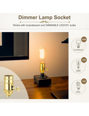 Portalámparas Regulable DiCUNO E26 Vintage Dorado 150W