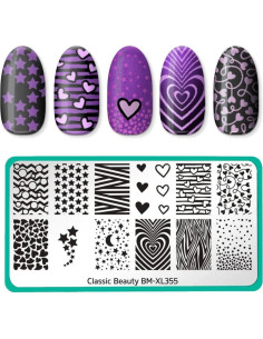 Conjunto de Placas de Estampado de Uñas Maniology Corazones y Gradientes 2