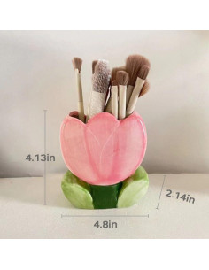 Soporte para brochas de maquillaje AMZWISH rosa cerámica 2