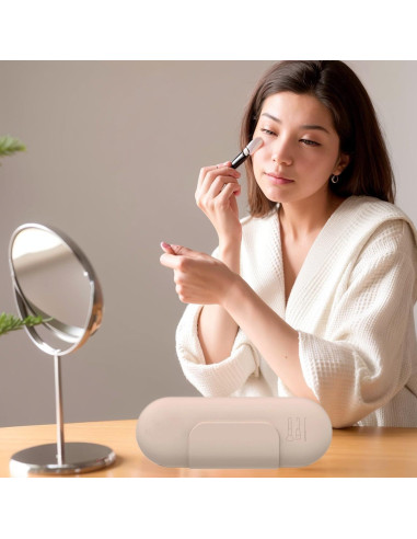 Porta Pinceles de Maquillaje de Silicona Caqui - Viaje y Hogar