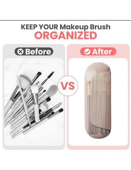 Porta Pinceles de Maquillaje de Silicona Caqui - Viaje y Hogar
