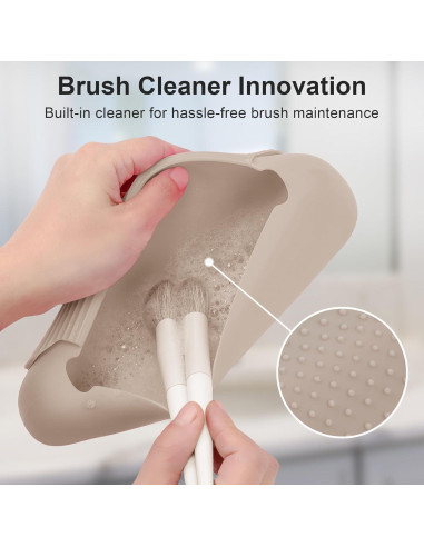 Porta Pinceles de Maquillaje de Silicona Caqui - Viaje y Hogar