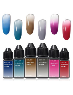 Kit de Esmalte en Gel Airbrush FAVAI 6 Colores 15ml Larga Duración