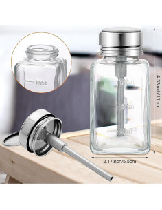 2 Botellas Dispensadoras de Vidrio 180 ml HEHIPLE con Tapa Metálica 2