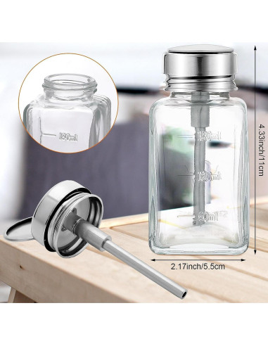 2 Botellas Dispensadoras de Vidrio 180 ml HEHIPLE con Tapa Metálica