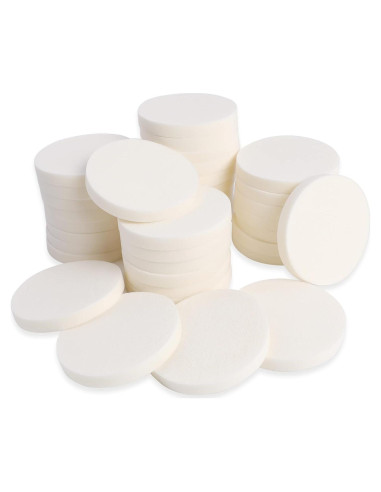50 Esponjas Redondas Blancas Sliverdew para Maquillaje 55mm