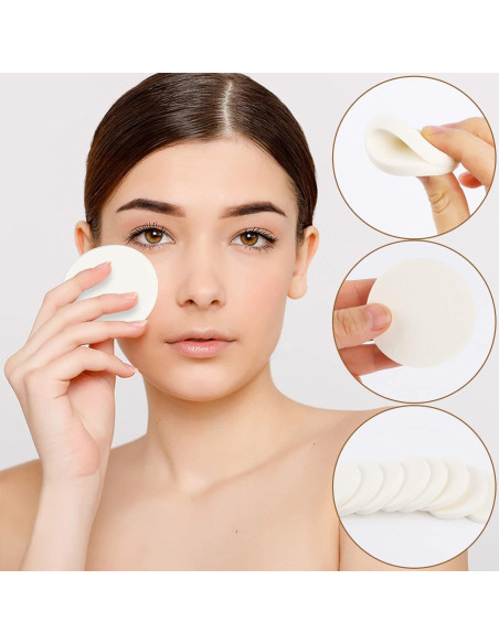 50 Esponjas Redondas Blancas Sliverdew para Maquillaje 55mm