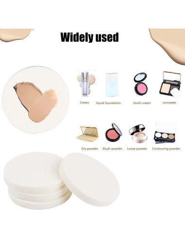 50 Esponjas Redondas Blancas Sliverdew para Maquillaje 55mm