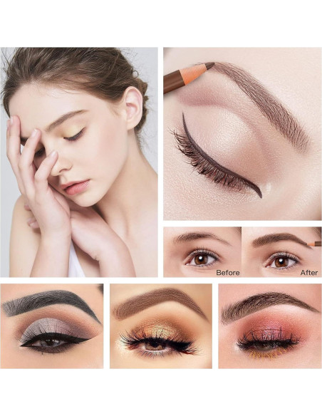 Kit de Lápices de Cejas Impermeables LSxia - 5 Marrón Claro + 1 Blanco