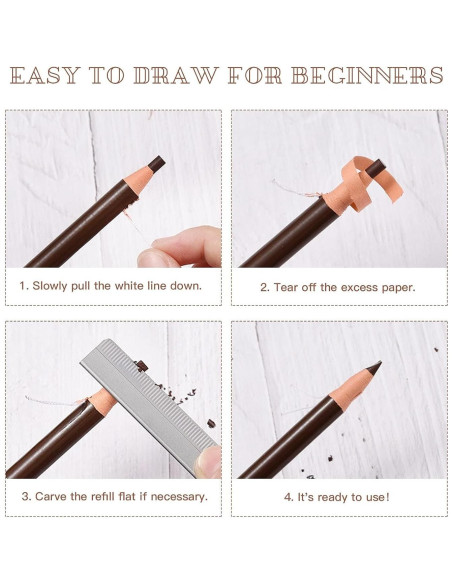 Kit de Lápices de Cejas Impermeables LSxia - 5 Marrón Claro + 1 Blanco