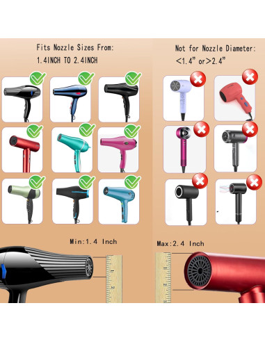 Difusor Universal para Secador de Pelo LIGOLIG Negro 3.56-6.1 cm