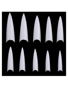 600 Puntas de Uñas Stiletto Naturales BTYMS - Cubierta Parcial