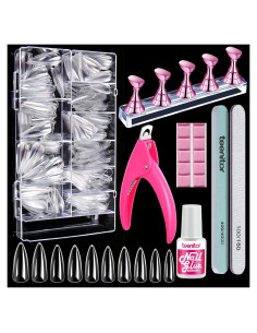 Kit de Uñas Postizas Stiletto Teenitor - 600 Piezas Transparentes