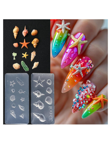 Kit de Moldes de Uñas Oceánicas JFIYUO - 2 Piezas Silicona