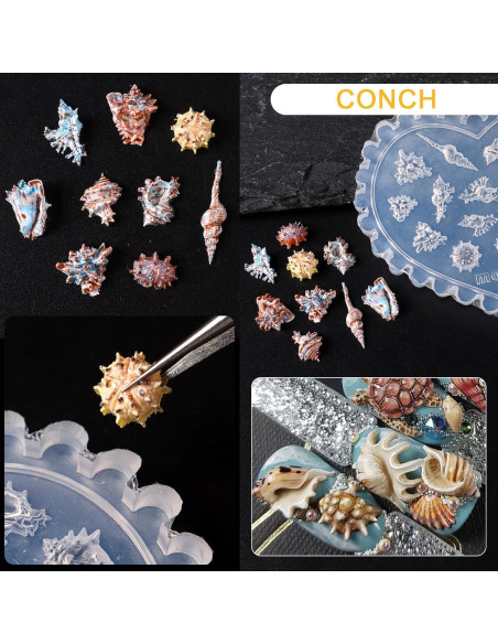 Kit de Moldes de Uñas Oceánicas JFIYUO - 3 Piezas Silicona