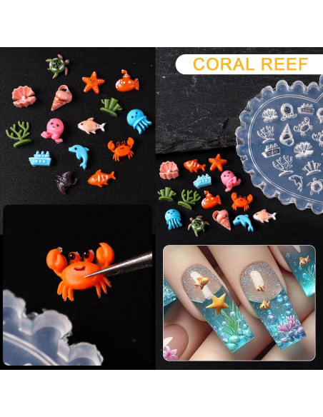 Kit de Moldes de Uñas Oceánicas JFIYUO - 3 Piezas Silicona