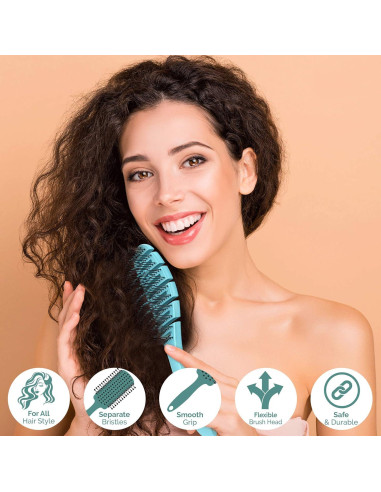 Cepillo Desenredante Suave Earth & I Verde Azulado 21cm