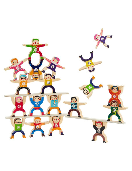 Juguete de Apilamiento de Madera HELLO PAPAYA 16 Piezas