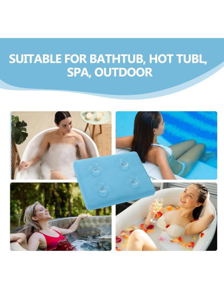 Cojín de Baño MABOZOO con Ventosas Antideslizantes Azul