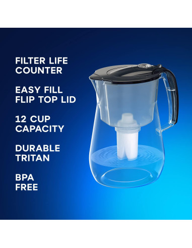 Jarra de Filtro Aquaphor Opal 12 Tazas Negra con Filtro B15