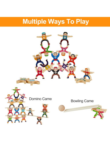 Juguete de Apilamiento de Madera HELLO PAPAYA 16 Piezas