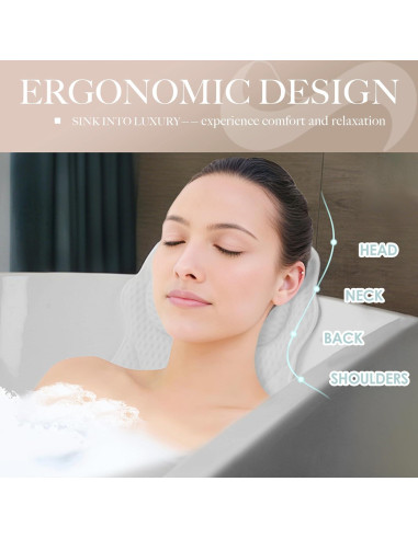 Almohada de Bañera Joeyset Spa Ergonómica Blanca 4D