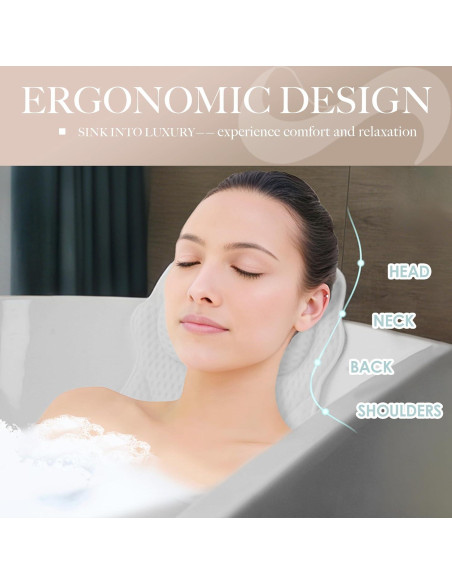 Almohada de Bañera Joeyset Spa Ergonómica Blanca 4D