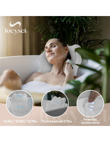Almohada de Bañera Joeyset Spa Ergonómica Blanca 4D