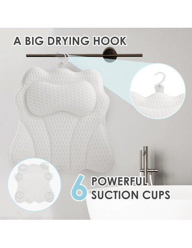 Almohada de Bañera Joeyset Spa Ergonómica Blanca 4D