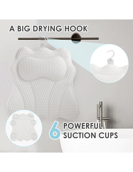 Almohada de Bañera Joeyset Spa Ergonómica Blanca 4D