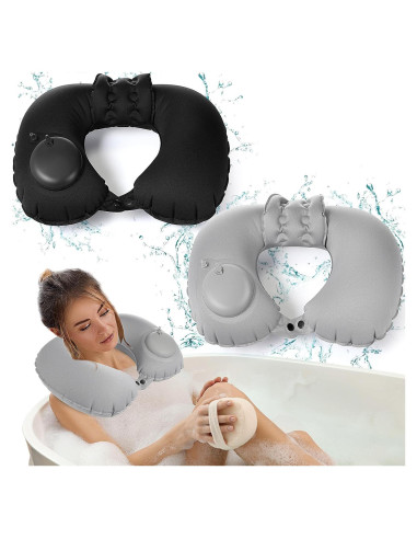 2 Almohadas Inflables de Baño Colingmill - Ajustables, 40.6x27.9cm