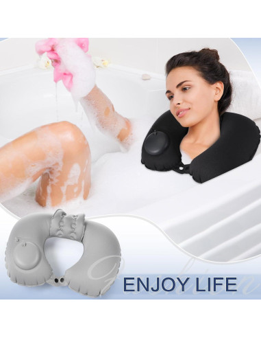 2 Almohadas Inflables de Baño Colingmill - Ajustables, 40.6x27.9cm