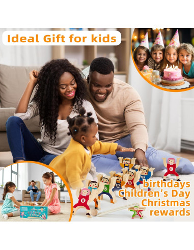 Juguete de Apilamiento de Madera HELLO PAPAYA 16 Piezas