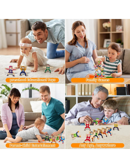 Juguete de Apilamiento de Madera HELLO PAPAYA 16 Piezas