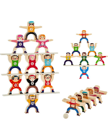 Juguete de Apilamiento de Madera HELLO PAPAYA 16 Piezas