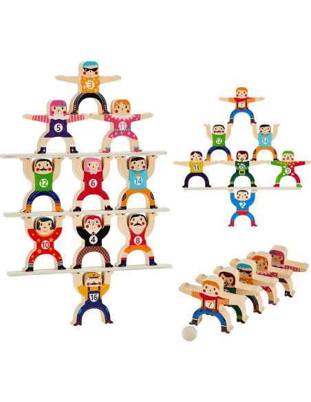 Juguete de Apilamiento de Madera HELLO PAPAYA 16 Piezas