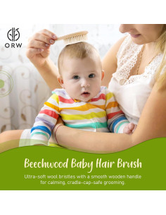 Cepillo de Cabello para Bebé Orw con Mango de Haya y Cerdas Naturales 2