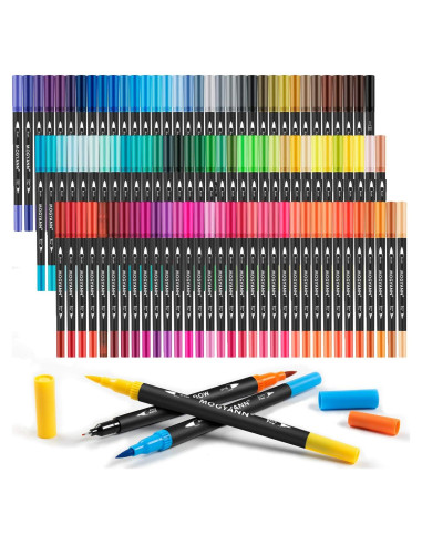 Marcadores Mogyann 100 Colores Punta Doble para Caligrafía