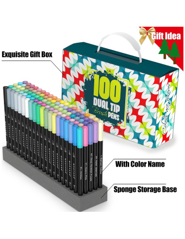 Marcadores Mogyann 100 Colores Punta Doble para Caligrafía