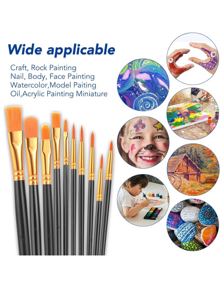 Conjunto de Pinceles Acrílicos ESRICH 80 Pcs Nylon Negro