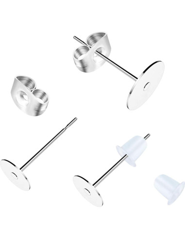 Pines de Aretes de Acero Inoxidable VERACT 500 Piezas 4mm 6mm