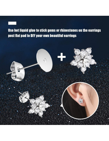 Pines de Aretes de Acero Inoxidable VERACT 500 Piezas 4mm 6mm