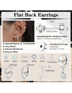 Pendientes Hipoalergénicos de Acero Inoxidable 20G - Milacolato 2