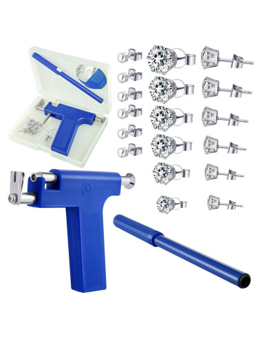 Kit de Perforación de Orejas Hicarer con Aretes de Acero Inoxidable