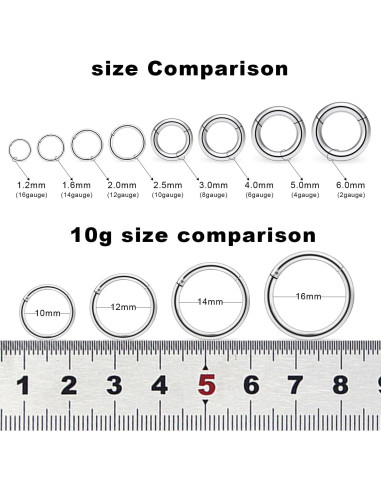 Anillos Septum Articulados Clicker Yaalozei Acero Quirúrgico 10G