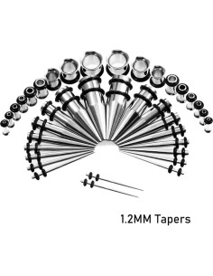 Kit de Estiramiento de Oídos Acero Quirúrgico 16G-00G 38Pcs 2